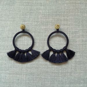 ANTHROPOLOGIE Navy Blue Statement Earrings